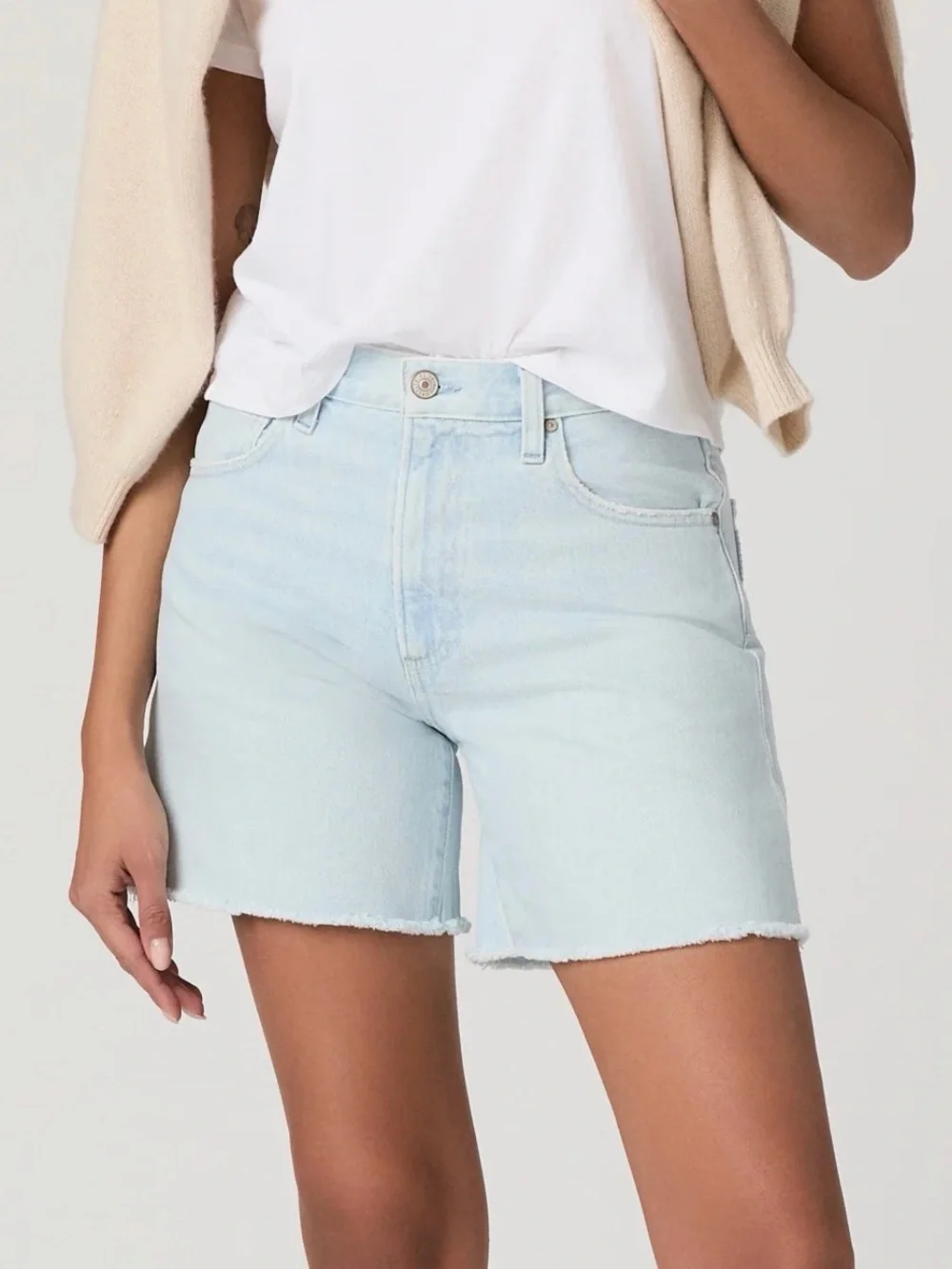 PAIGE Archie Light Wash Denim Jean Shorts